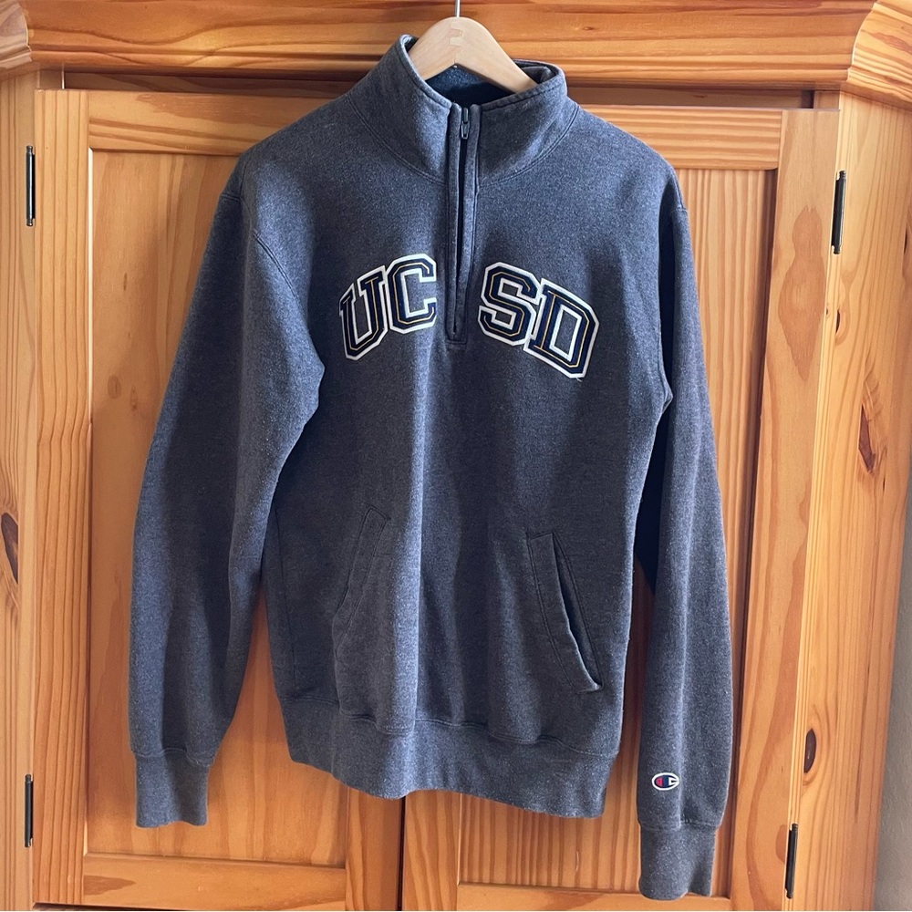 Champion UC San Diego UCSD Quarter Zip Sweatshirt - Size Small